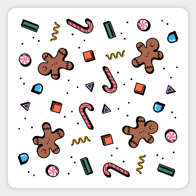 Retro Gingerbread Pattern Sticker by JPenfieldDesigns